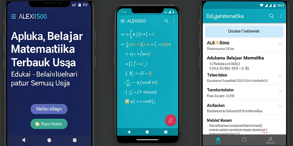 Screenshot antarmuka ALEXIS500 dengan fitur belajar matematika.