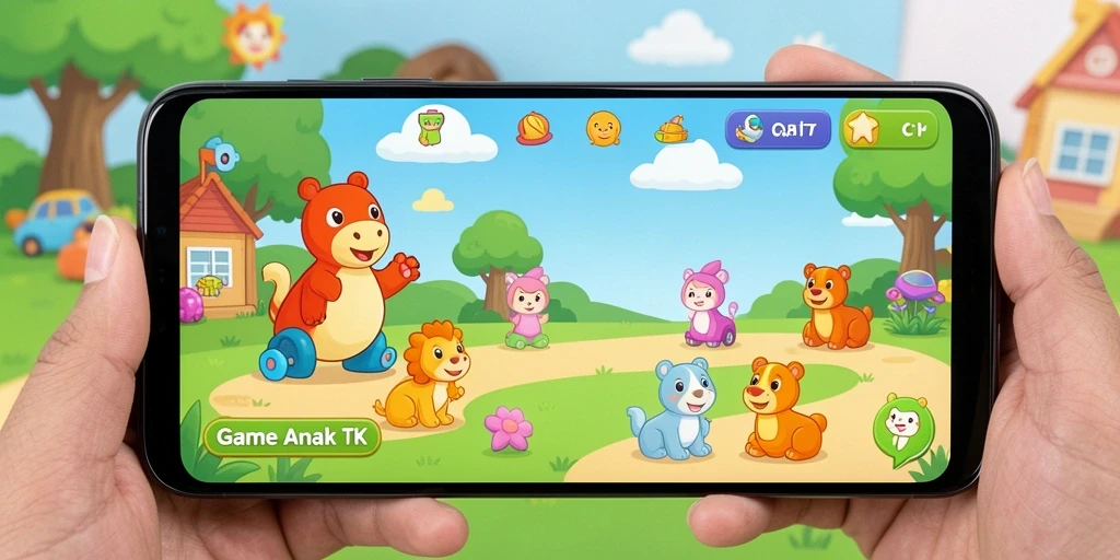 Tampilan antarmuka aplikasi API77 yang menarik untuk anak-anak.