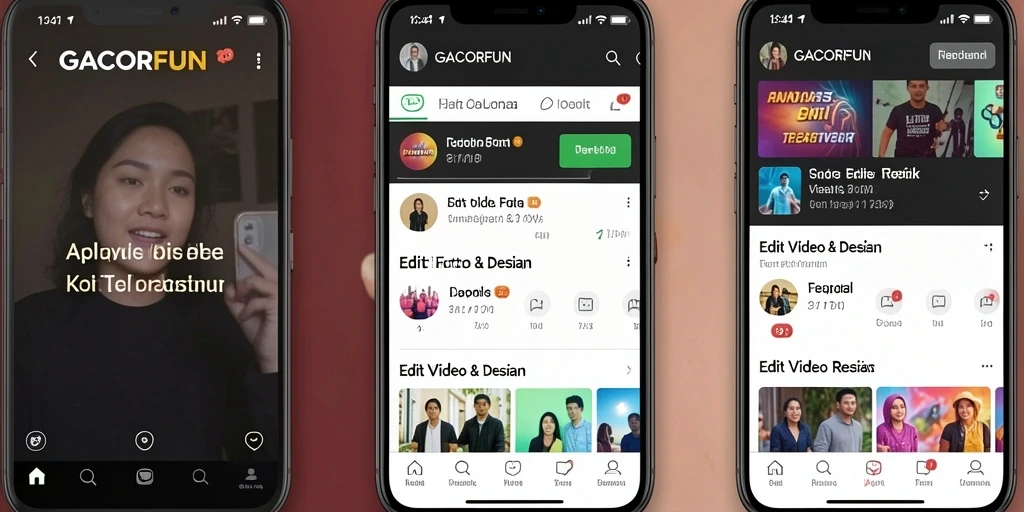 Tampilan antarmuka GACORFUN dengan fitur Edit Video Reels yang user-friendly.