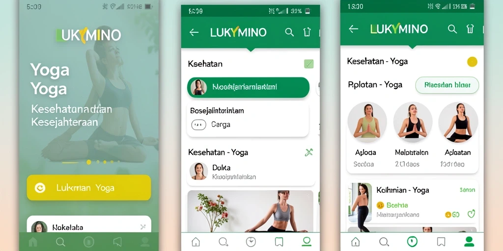 Antarmuka LUKYMINO yang intuitif untuk sesi Yoga yang menyenangkan.