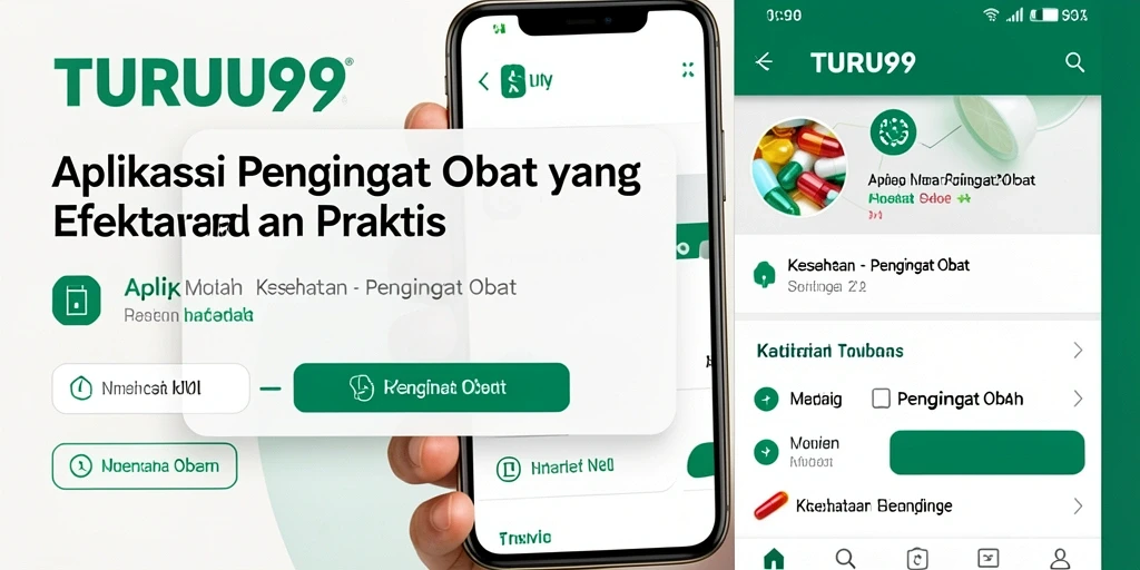 Tampilan antarmuka aplikasi TURU99 untuk Pengingat Obat yang sederhana dan menarik.